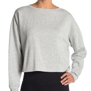 Zella Gray Cropped Crewneck Sweatshirt